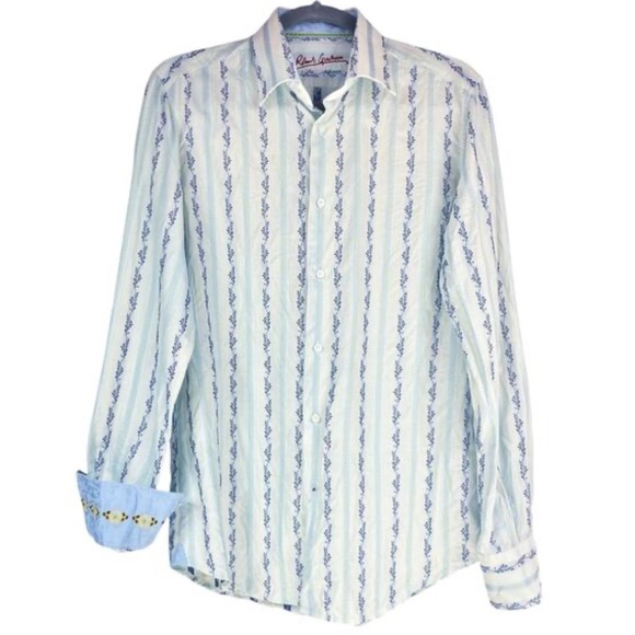 Robert Graham Other - BNWT Robert Graham White and Blue Patterned Shirt Large 100% Cotton